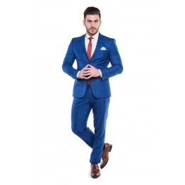 Costum FABIAN Albastru Deschis, cu Carouri Albe